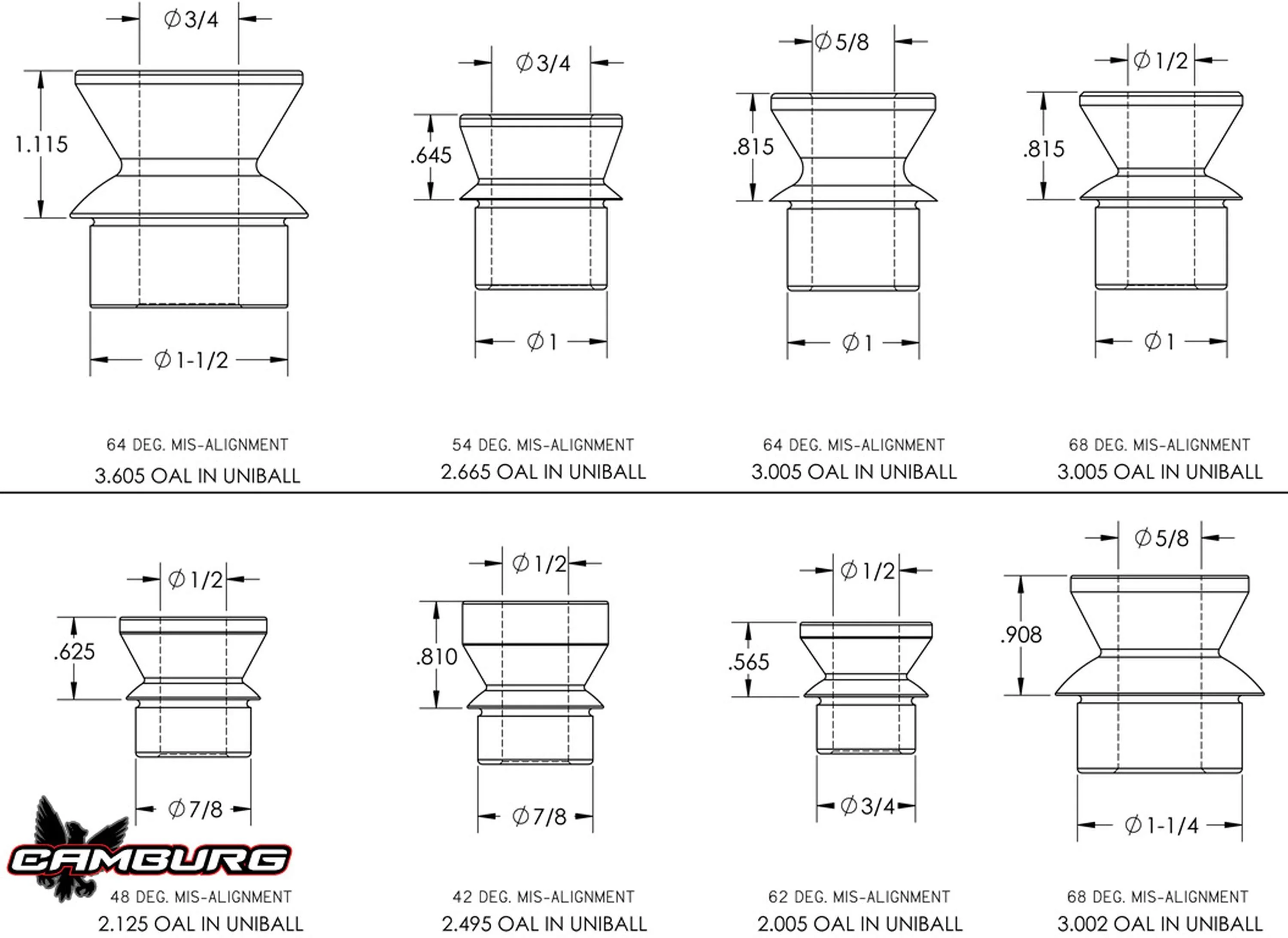 0.75" RHT Heim Kit (FK JMX heim, 0.50" ID spacers, 1.50" thread bung, jam nut) - Image 8