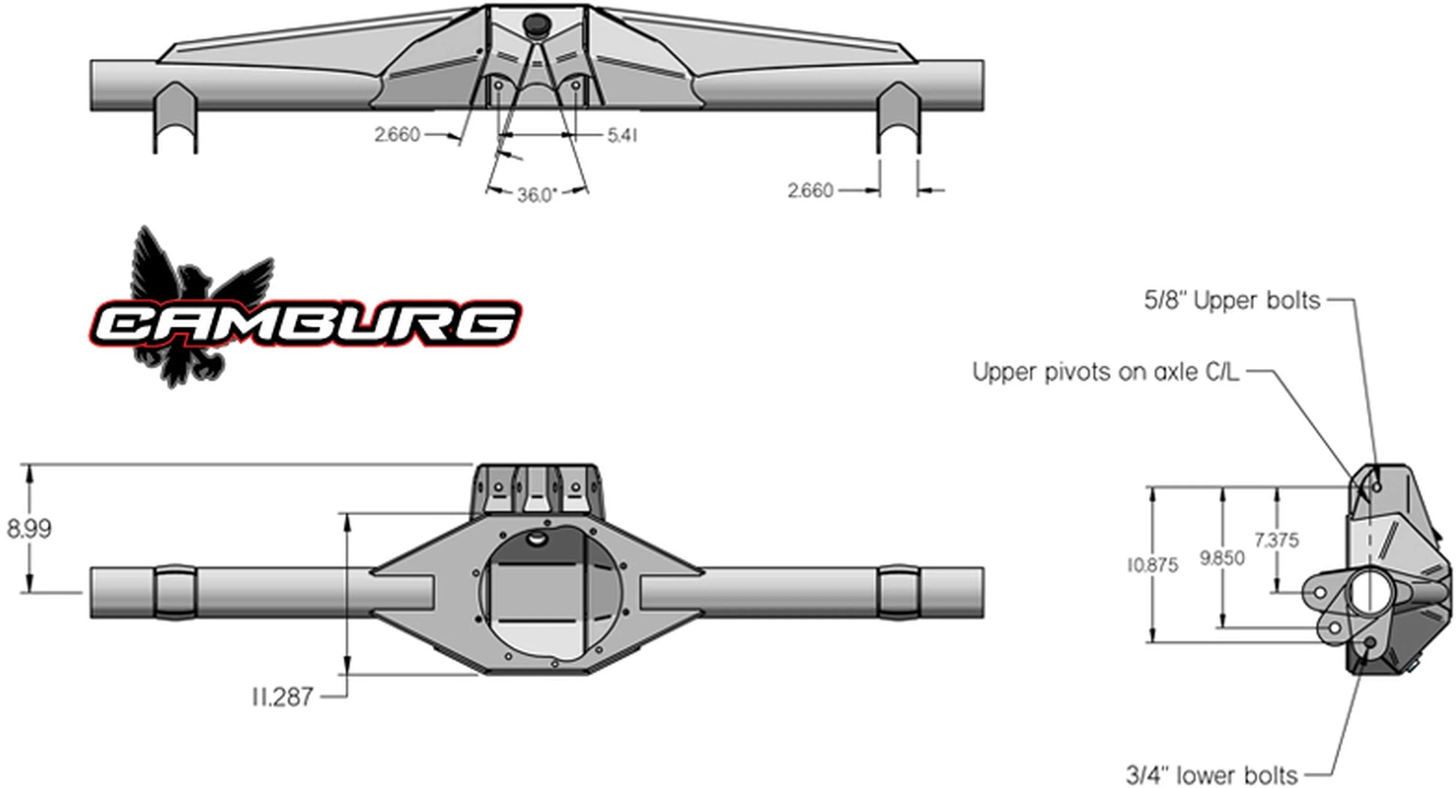 3.50" MIG Prerunner Series 9" Rear Axle A50 Housing - Image 5