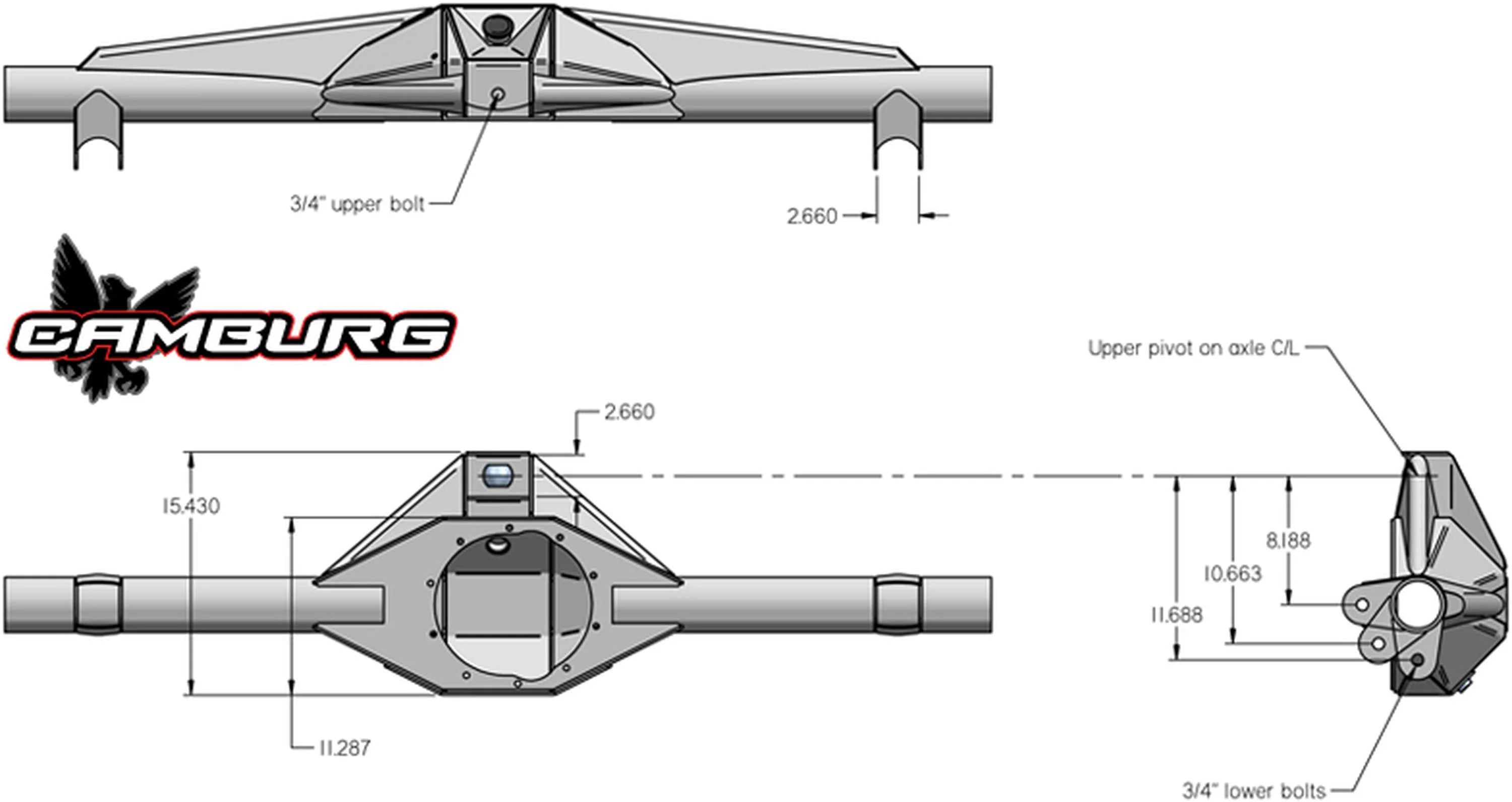 3.50" MIG Prerunner Series 9" Rear Axle A50 Housing - Image 6