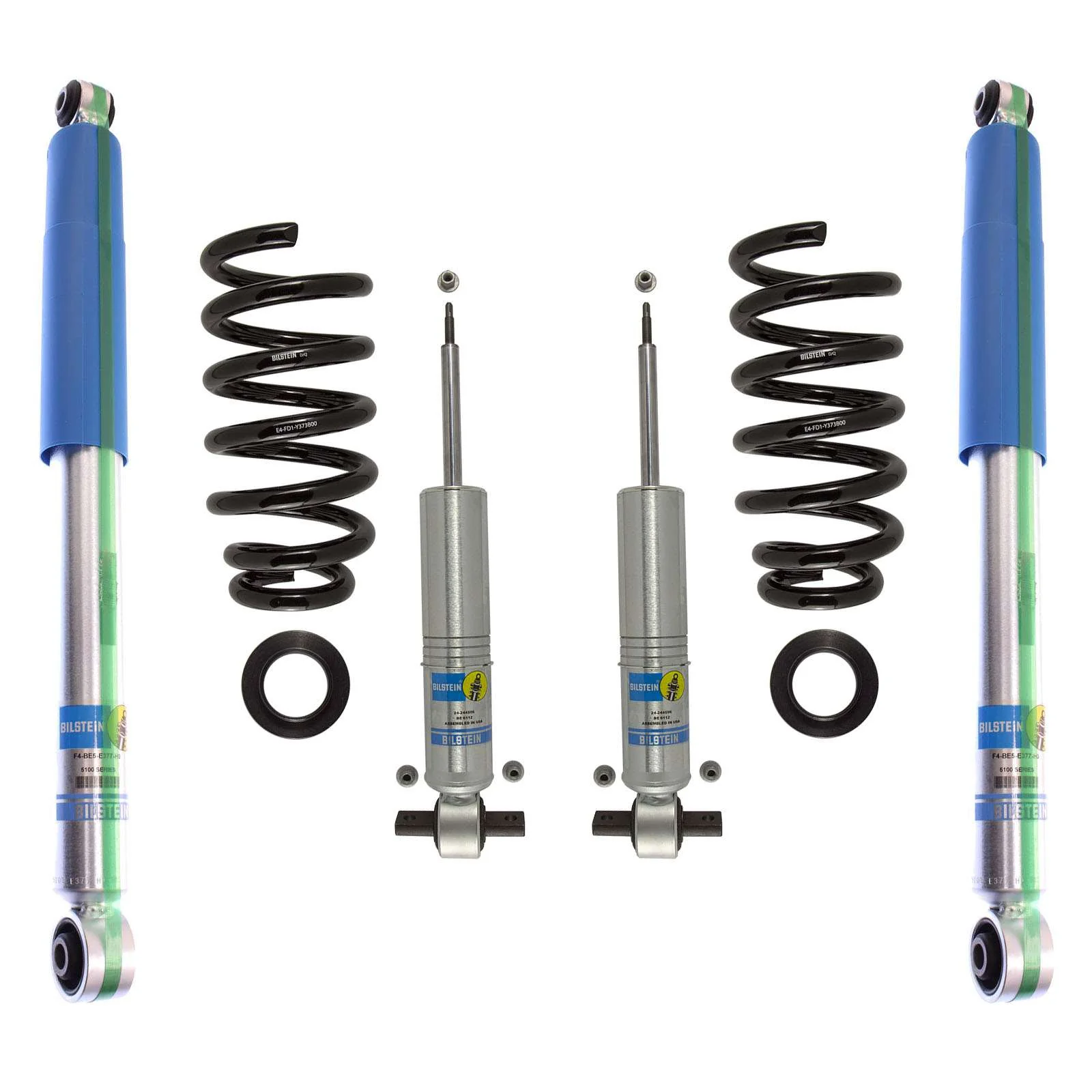 Bilstein 6112 Strut & Spring + Rear 5100 Shocks Set for 2007-2013 Chevrolet Silverado 1500 4WD w/0-1.85" lift V8