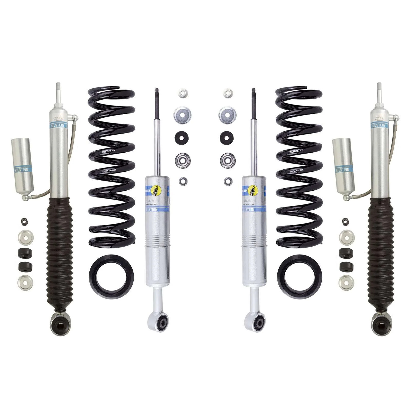 Bilstein 6112 Strut & Spring + Rear 5160 Reservoir Shocks Set for 2003-2009 Lexus GX470 4WD w/1.7-2.2" lift Front Heavy Load