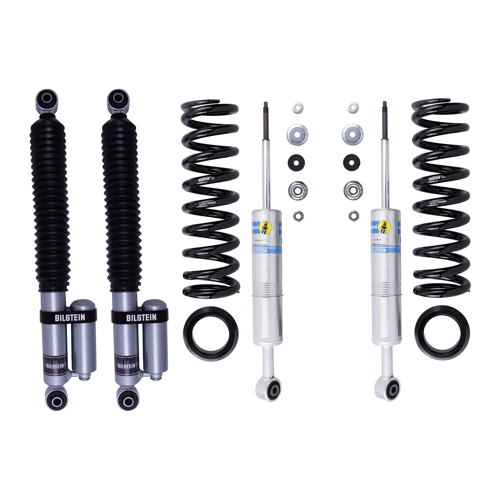 Bilstein 6112 Strut & Spring + Rear 5160 Reservoir Shocks Set for 2015-2022 GMC Canyon 4WD RWD w/0-2.75" lift