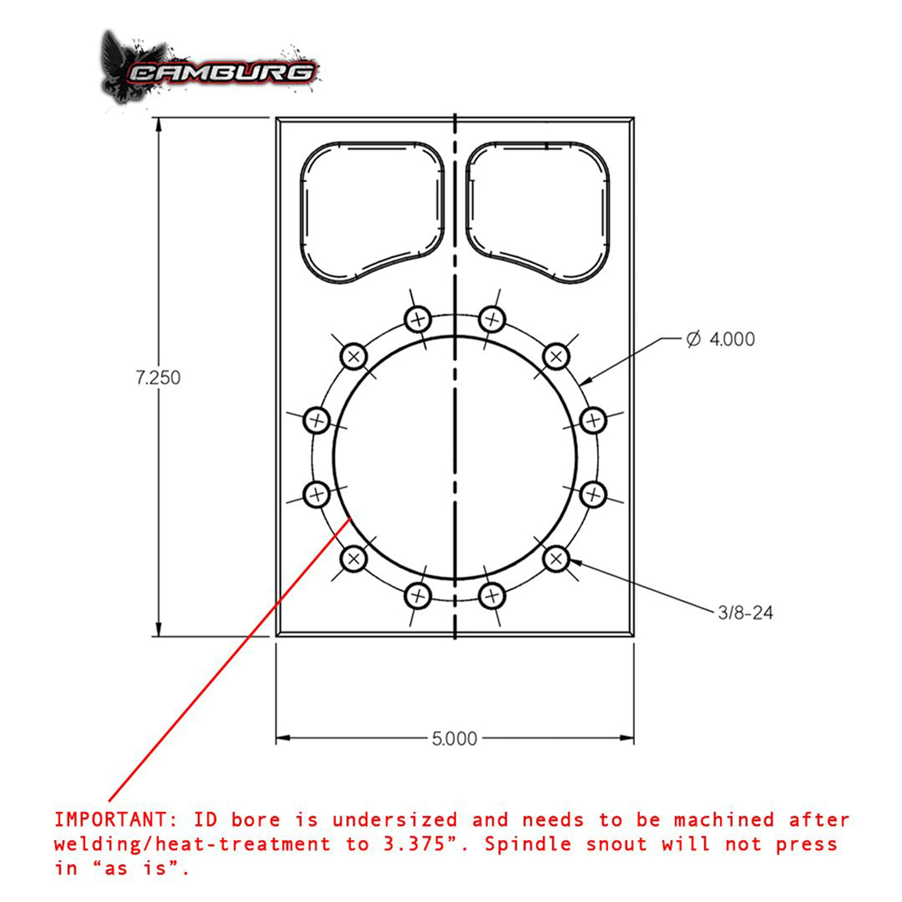 Camburg 4130 TT Bolt-on Spindle Snout Block - Image 5