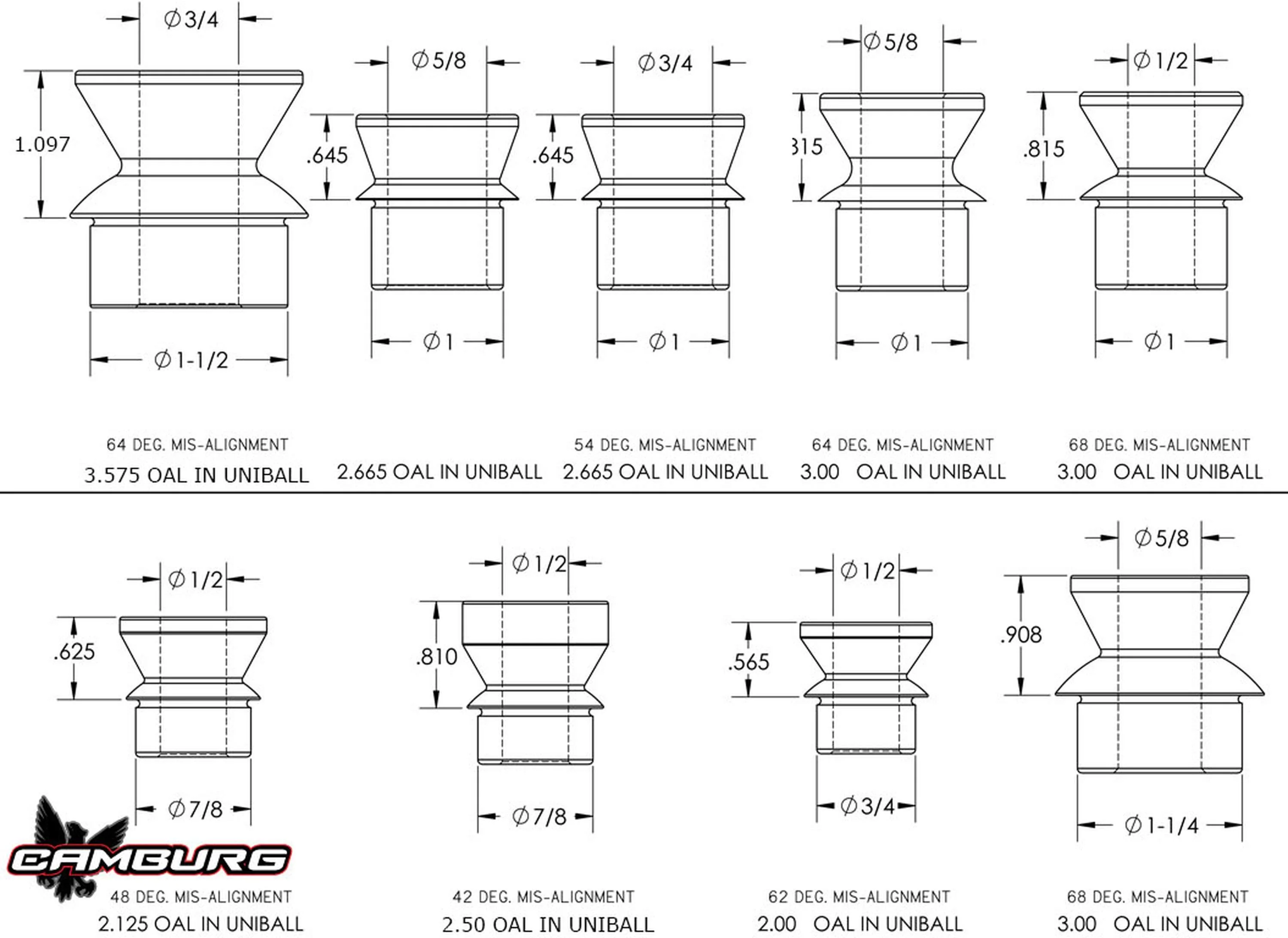 Camburg 7/8" x 1/2" Tall Hi-misalignment Spacers (pair) - Image 2