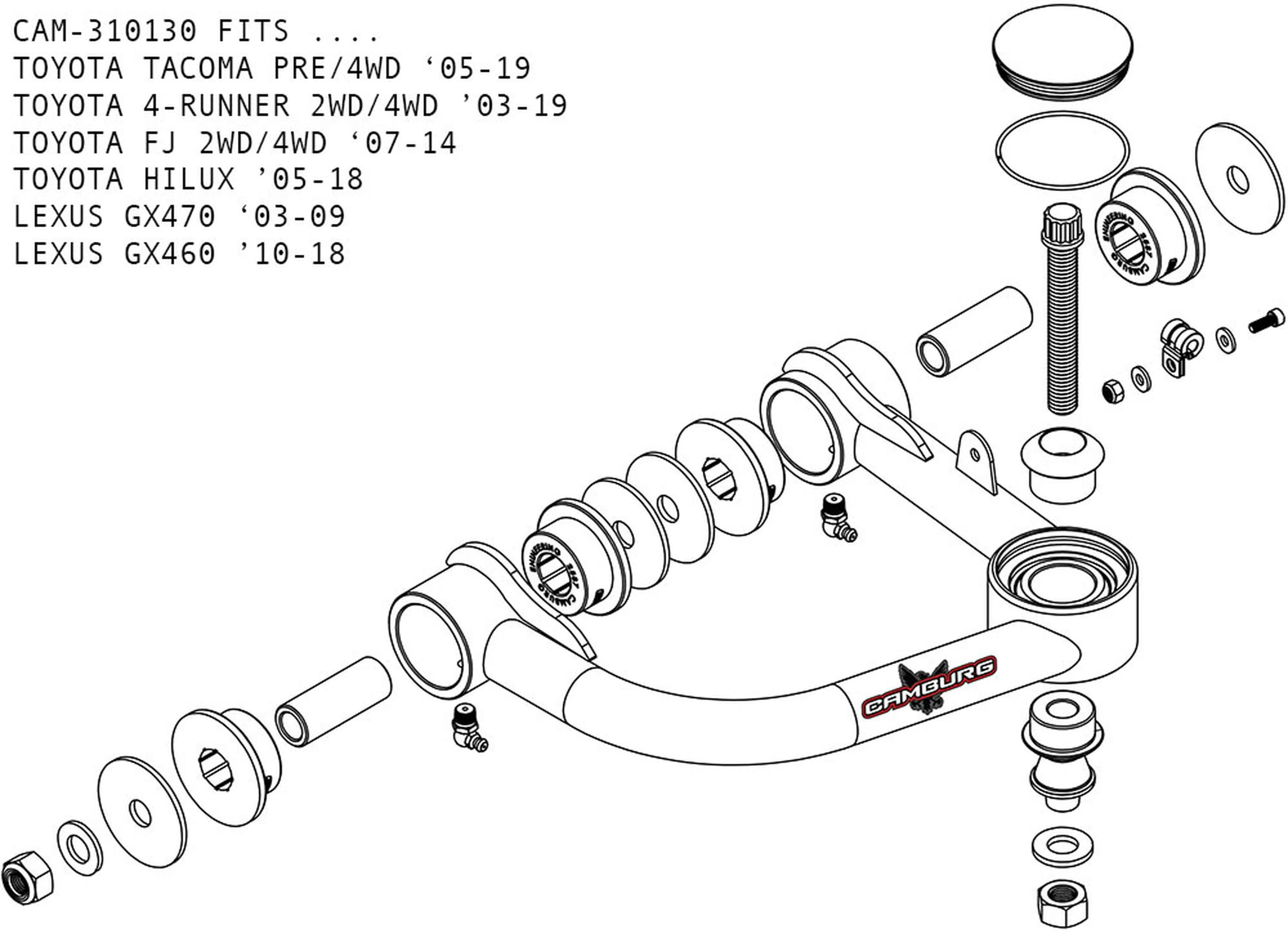 Camburg Lexus GX470 03-09 FOX 2.5 Performance Kit - Tubular Uniball Series - Image 7