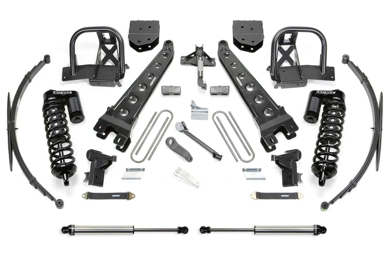 Fabtech 10" Radius Arm System w/Dirt Logic 4.0 Coilovers & Rear 2.25 Shocks Kit for 2008-2016 Ford F250 Super Duty 4WD w/10" lift