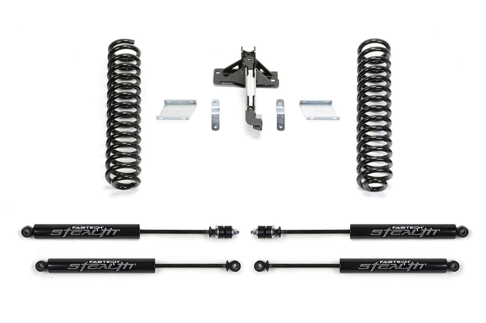Fabtech 2.5" Budget Lift Kit w/Stealth Shocks for 2017-2024 Ford F250 Super Duty 4WD w/2.5" lift