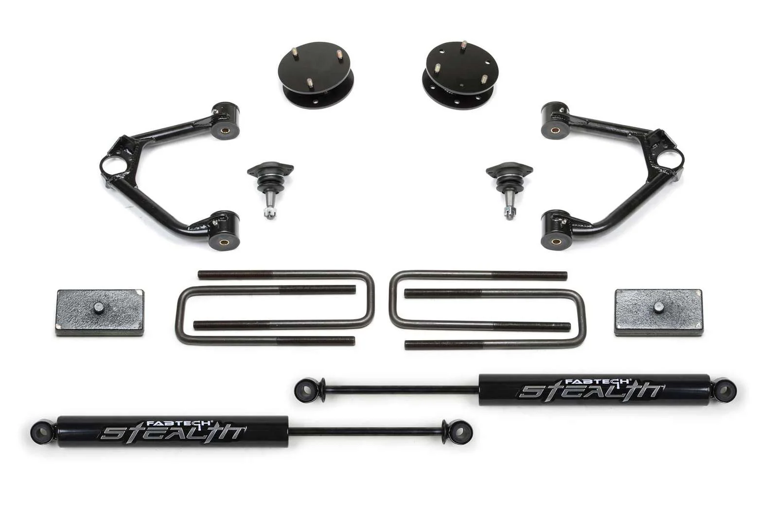 Fabtech 3" Ball Joint UCA Lift Kit w/Rear Stealth Shocks for 2019-2024 Chevrolet Silverado 1500 4WD w/3" lift