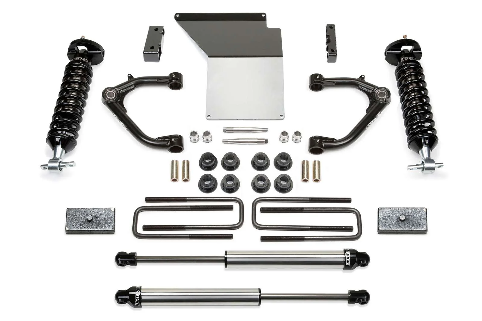 Fabtech 3" Uniball UCA Lift Kit w/Front Dirt Logic 2.5 Coilovers & Rear 2.25 Shocks for 2014-2018 Chevrolet Silverado 1500 4WD RWD w/3" lift
