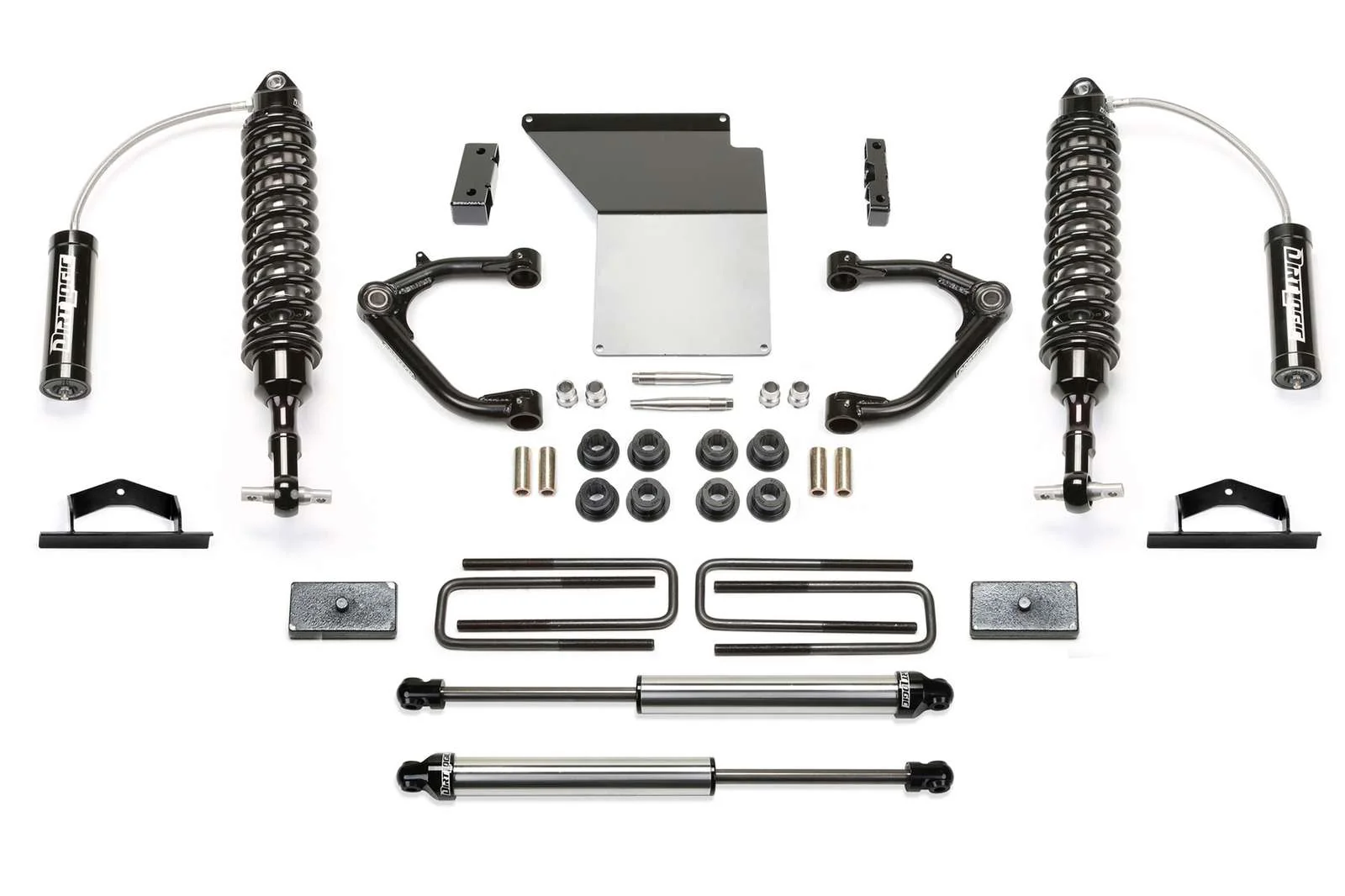Fabtech 3" Uniball UCA Lift Kit w/Front Dirt Logic 2.5 Coilovers w/Reservoir & Rear 2.25 Shocks for 2014-2018 GMC Sierra 1500 4WD w/3" lift
