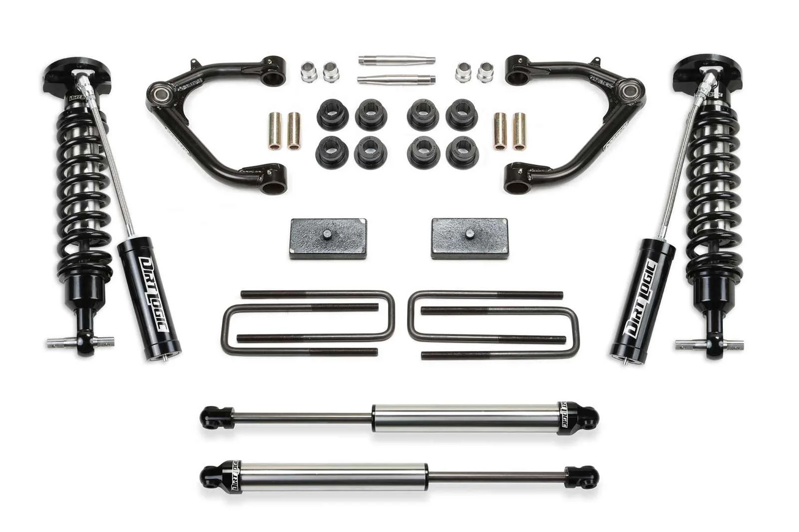Fabtech 3" Uniball UCA Lift Kit w/Front Dirt Logic 2.5 Coilovers w/Reservoir & Rear 2.25 Shocks for 2019-2024 GMC Sierra 1500 4WD w/3" lift