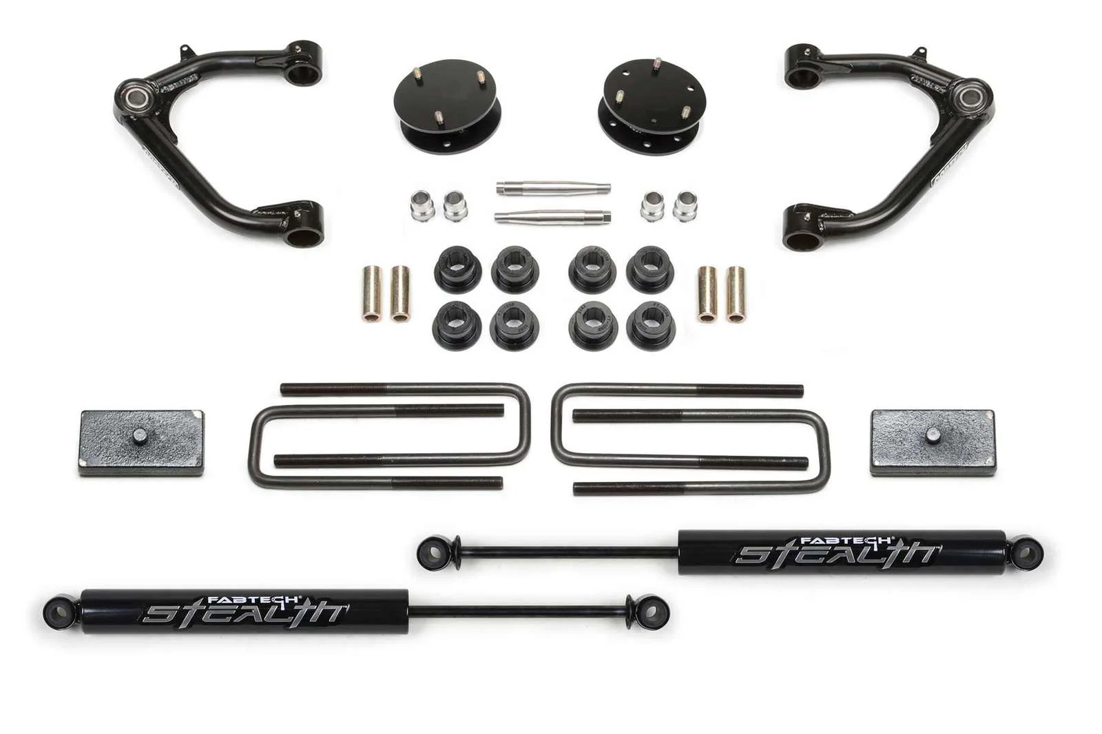 Fabtech 3" Uniball UCA Lift Kit w/Rear Stealth Shocks for 2019-2024 GMC Sierra 1500 4WD w/3" lift