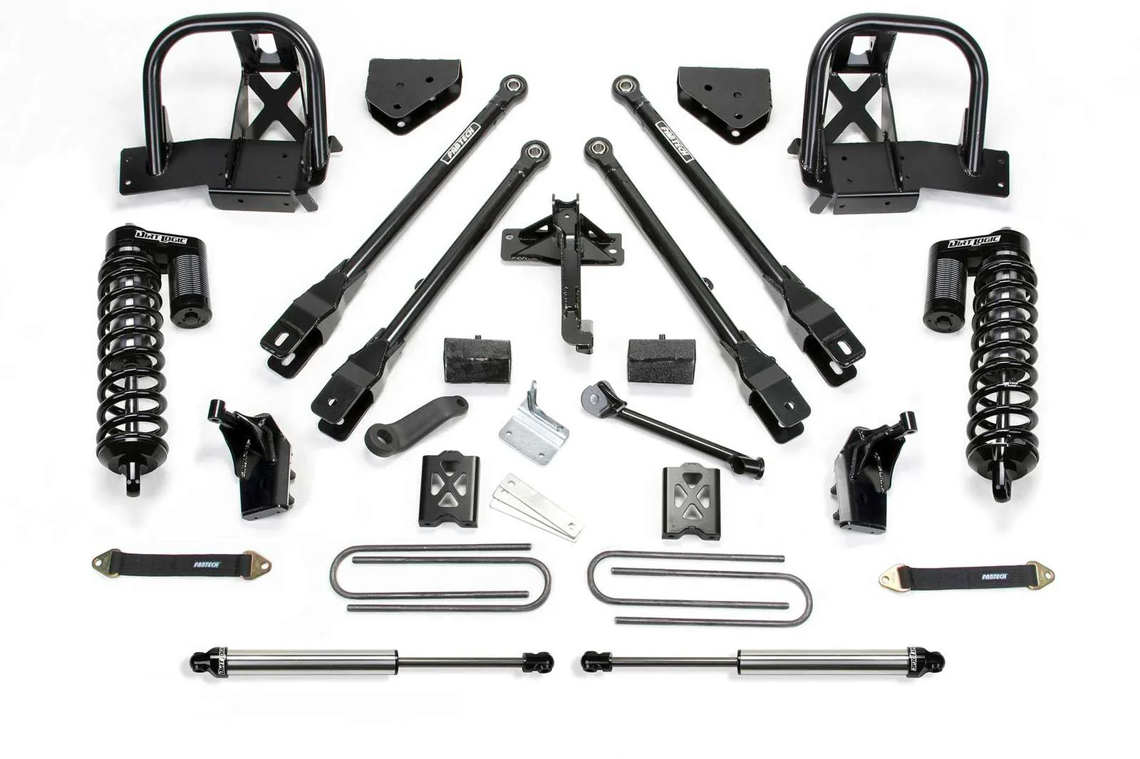 Fabtech 4" 4 Link System w/Dirt Logic 4.0 Coilovers & Rear 2.25 Shocks Kit for 2008-2016 Ford F350 Super Duty 4WD w/4" lift