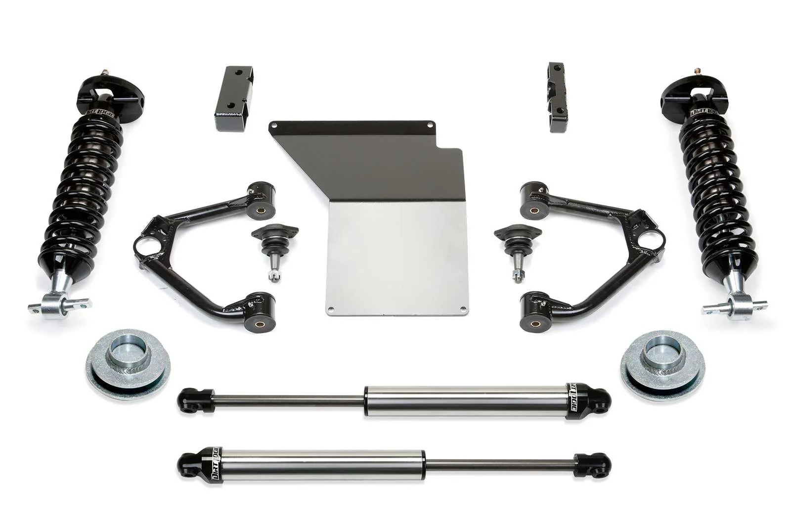 Fabtech 4" Budget UCA System w/Front Dirt Logic 2.5 Coilovers & Rear 2.25 Shocks Kit for 2007-2014 GMC Yukon 4WD RWD w/4" lift