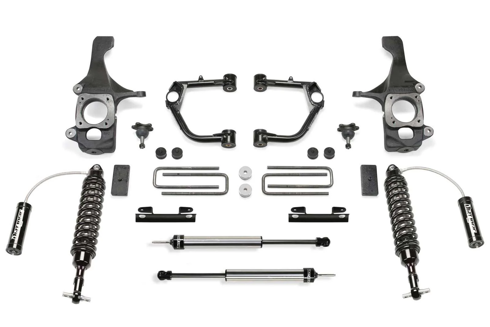 Fabtech 4" Budget UCA System w/Front Dirt Logic 2.5 Coilovers w/Reservoir & Rear 2.25 Shocks Kit for 2007-2021 Toyota Tundra 4WD RWD w/4" lift