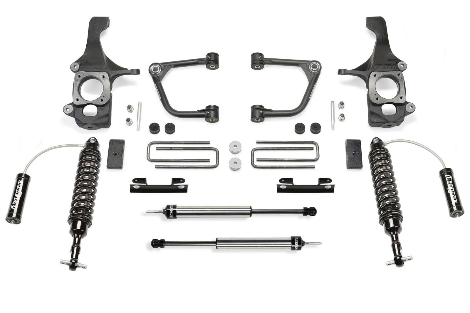 Fabtech 4" Uniball UCA System w/Front Dirt Logic 2.5 Coilovers w/Reservoir & Rear 2.25 Shocks Kit for 2007-2021 Toyota Tundra 4WD RWD w/4" lift