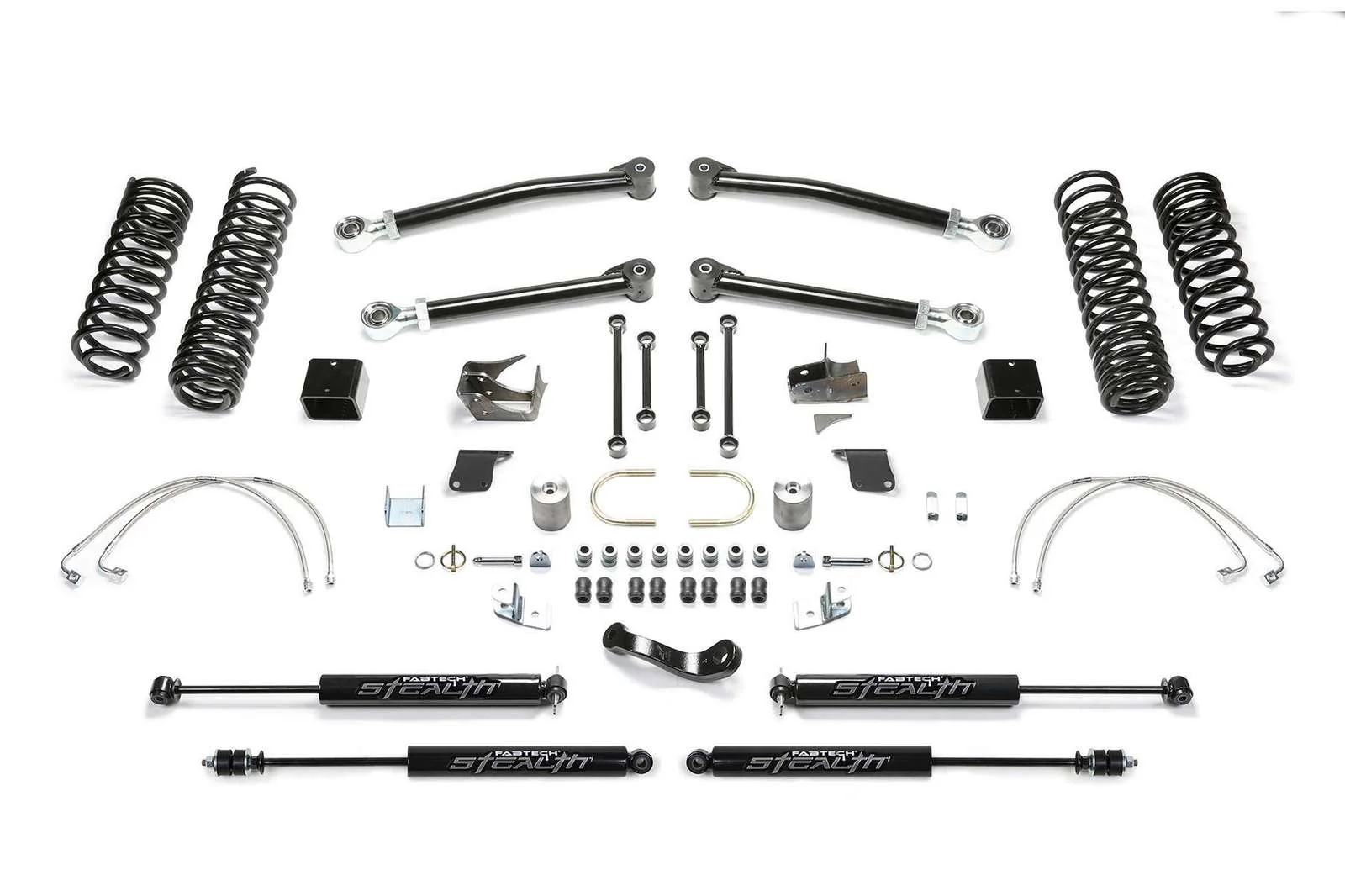 Fabtech 5" Trail Long Travel System w/Stealth Shocks Kit for 2007-2018 Jeep Wrangler JK 4WD w/5" lift