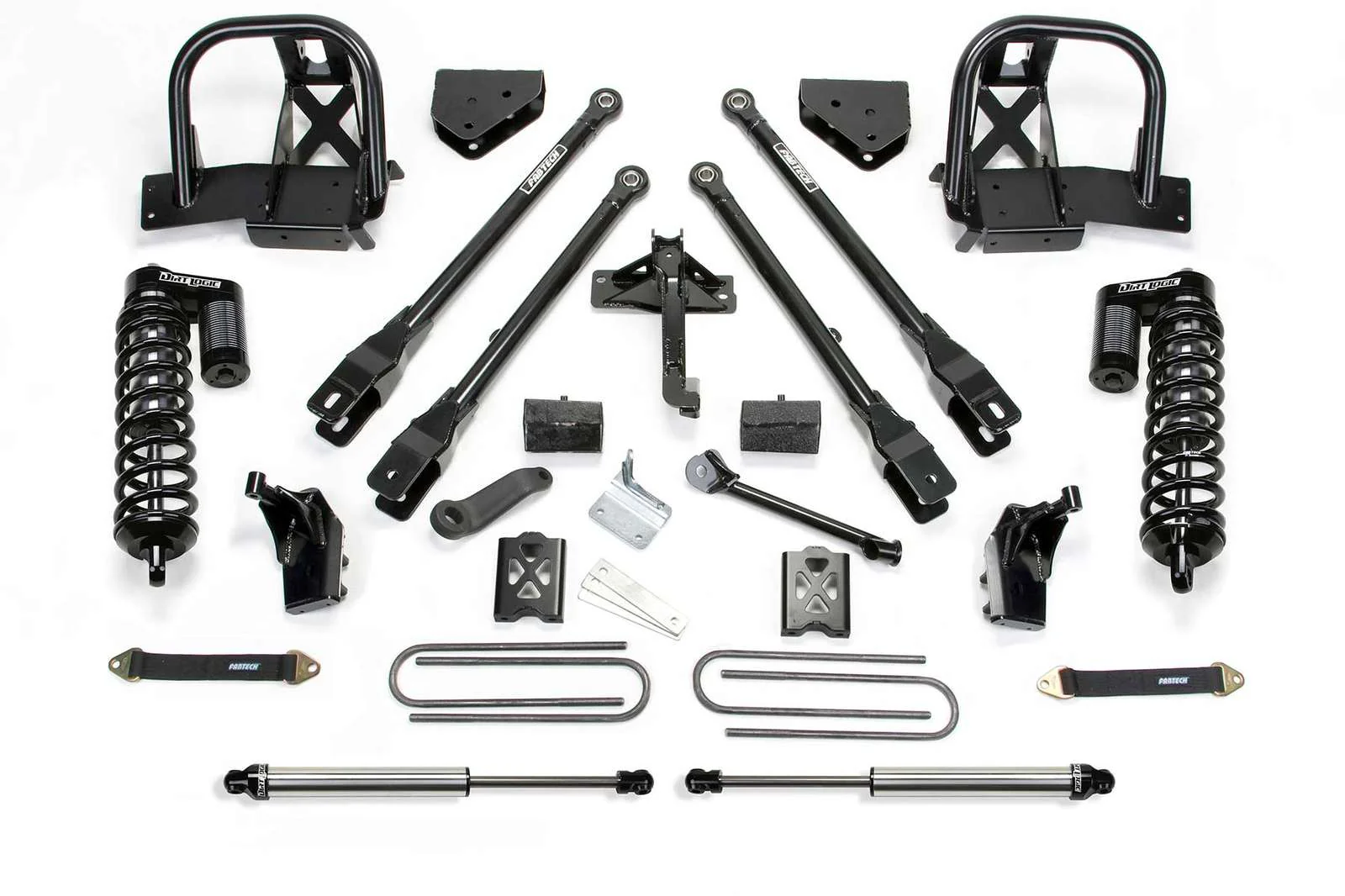 Fabtech 6" 4 Link System w/Dirt Logic 4.0 Coilovers & Rear 2.25 Shocks Kit for 2008-2016 Ford F250 Super Duty 4WD w/6" lift