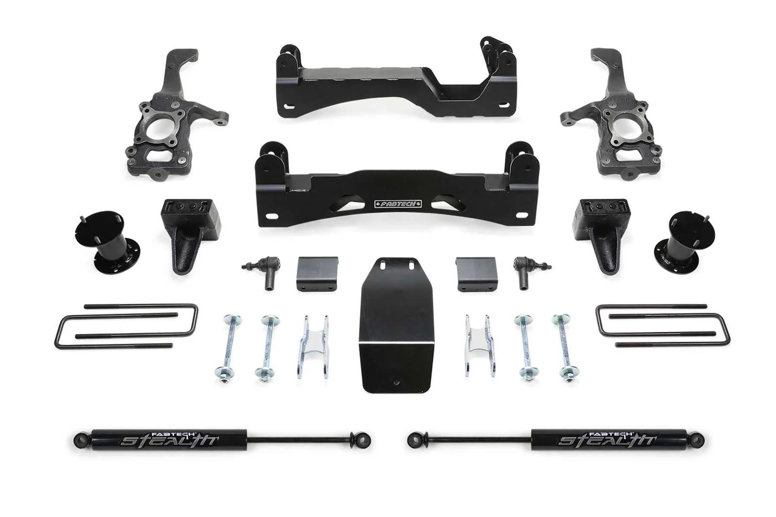 Fabtech 6" Basic System w/Front Stock Coilover Spacers & Rear Stealth Shocks Kit for 2015-2020 Ford F150 4WD w/6" lift