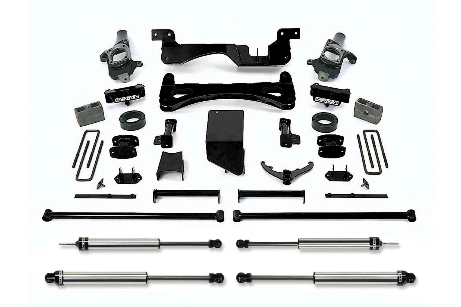 Fabtech 6" Performance System w/Dirt Logic Shocks Kit for 2001-2010 GMC Sierra 2500 HD 4WD RWD w/6" lift