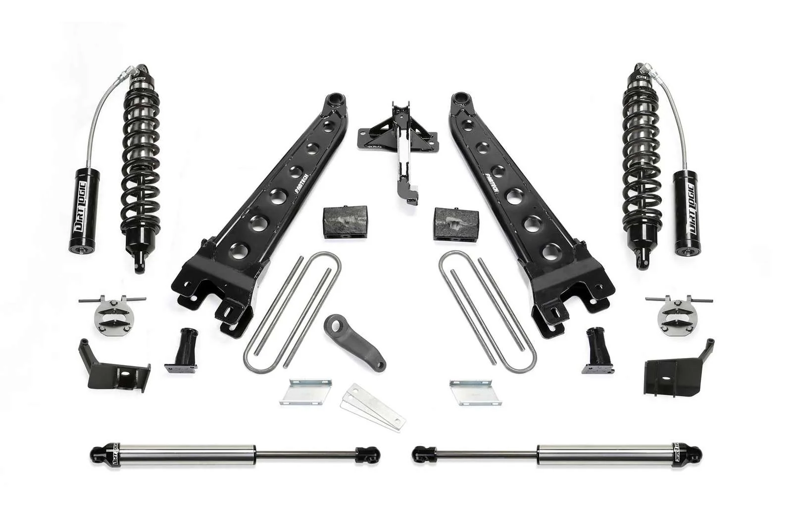 Fabtech 6" Radius Arm System w/Front Dirt Logic 2.5 Coilovers w/Reservoir & Rear 2.25 Shocks Kit for 2017-2024 Ford F250 Super Duty 4WD w/6" lift