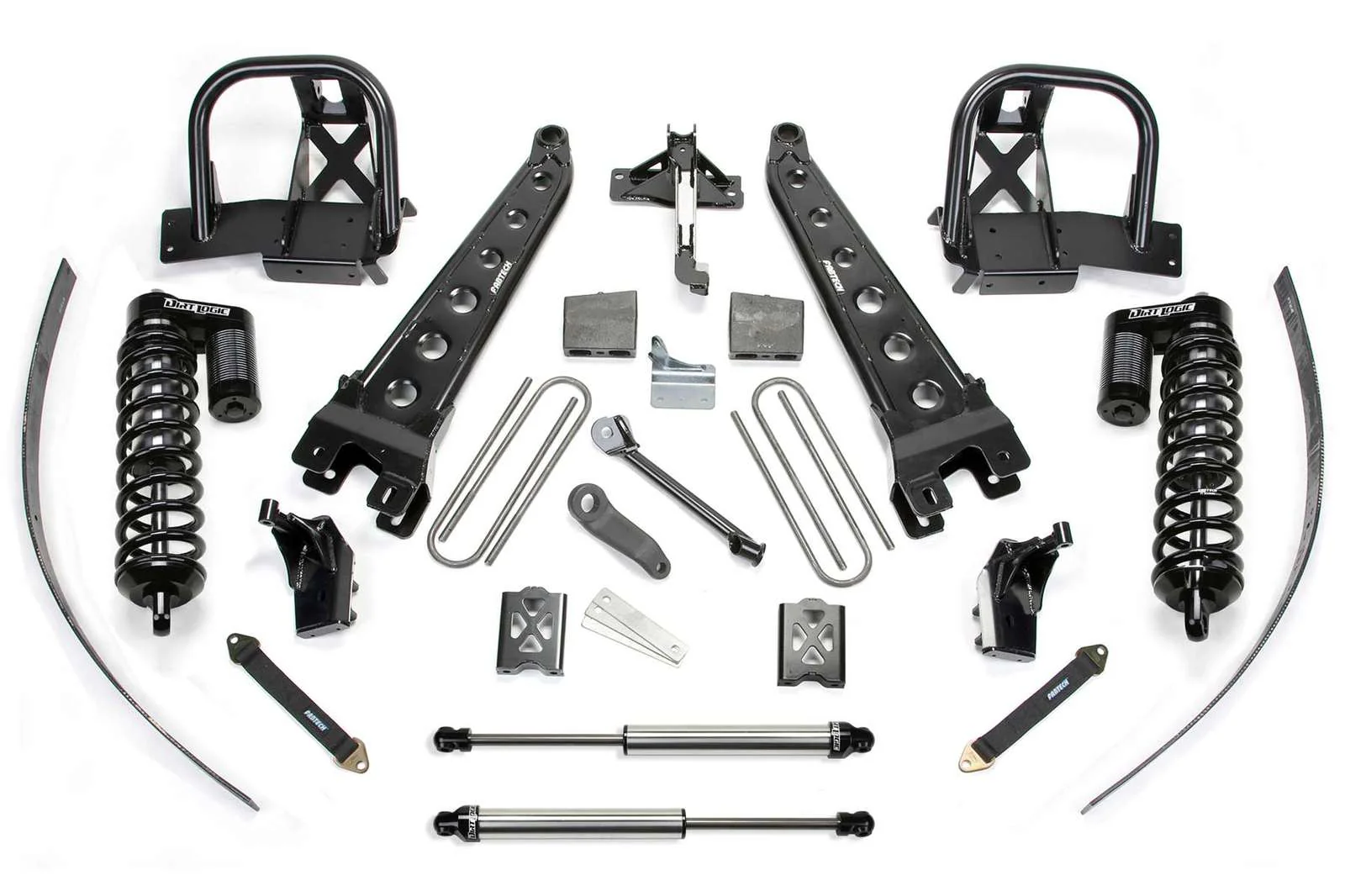 Fabtech 8" Radius Arm System w/Dirt Logic 4.0 Coilovers & Rear 2.25 Shocks Kit for 2008-2016 Ford F250 Super Duty 4WD w/8.0" lift