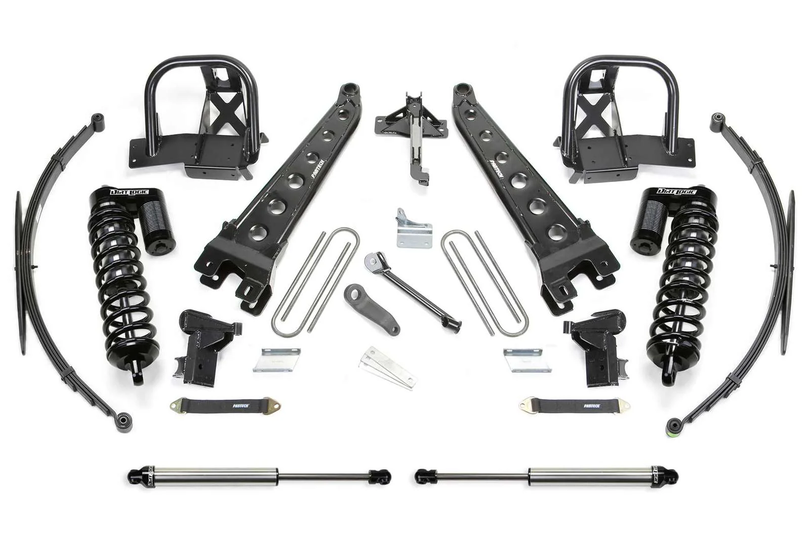 Fabtech 8" Radius Arm System w/Dirt Logic 4.0 Coilovers & Rear 2.25 Shocks Kit for 2008-2016 Ford F350 Super Duty 4WD w/8.0" lift