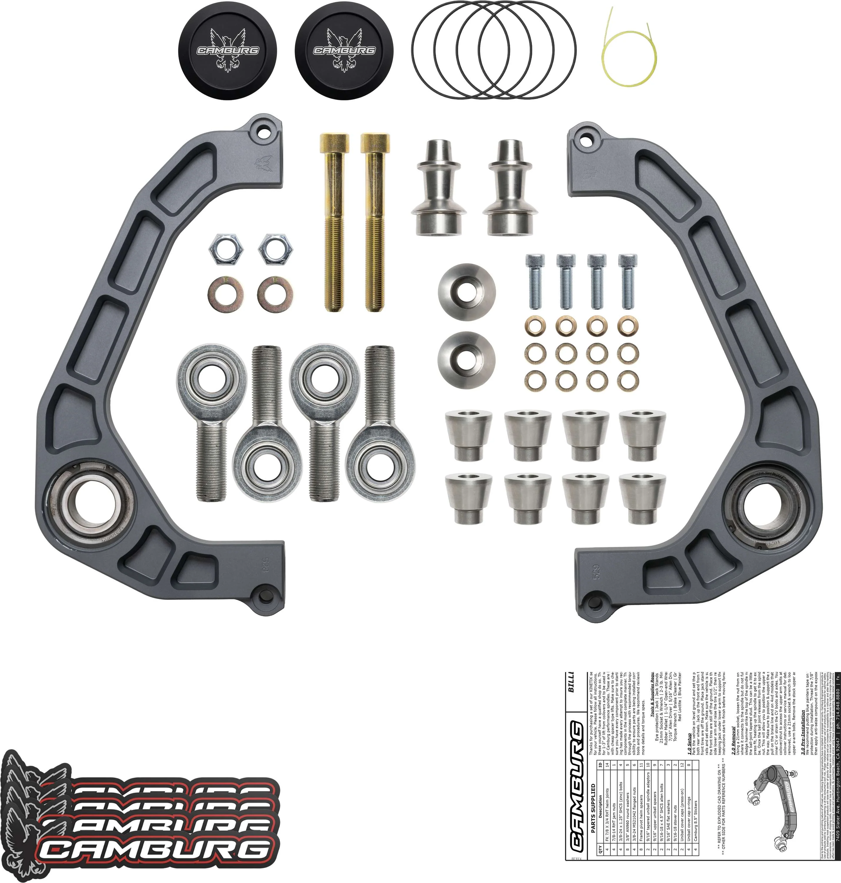 KINETIK V2 Performance Billet Uniball Upper Arms - Grey - Image 10