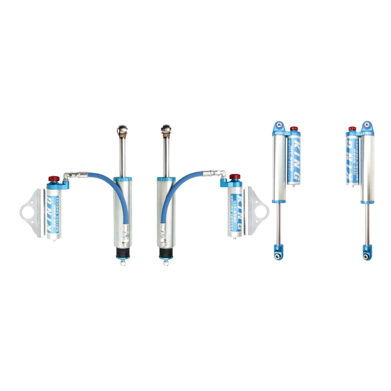 King Shocks 2.5 Performance w/ Remote Reservoir + Rear Reservoir Shocks Set for 2000-2010 GMC Sierra 3500 HD 4WD w/0-2.5" lift